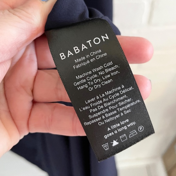 Aritzia Babaton Maxi dress Jeremy Navy blue Lined V neckline/back Minimalis L - Picture 8 of 10